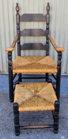 Ladder Back Arm Chair & Foot Stool Set