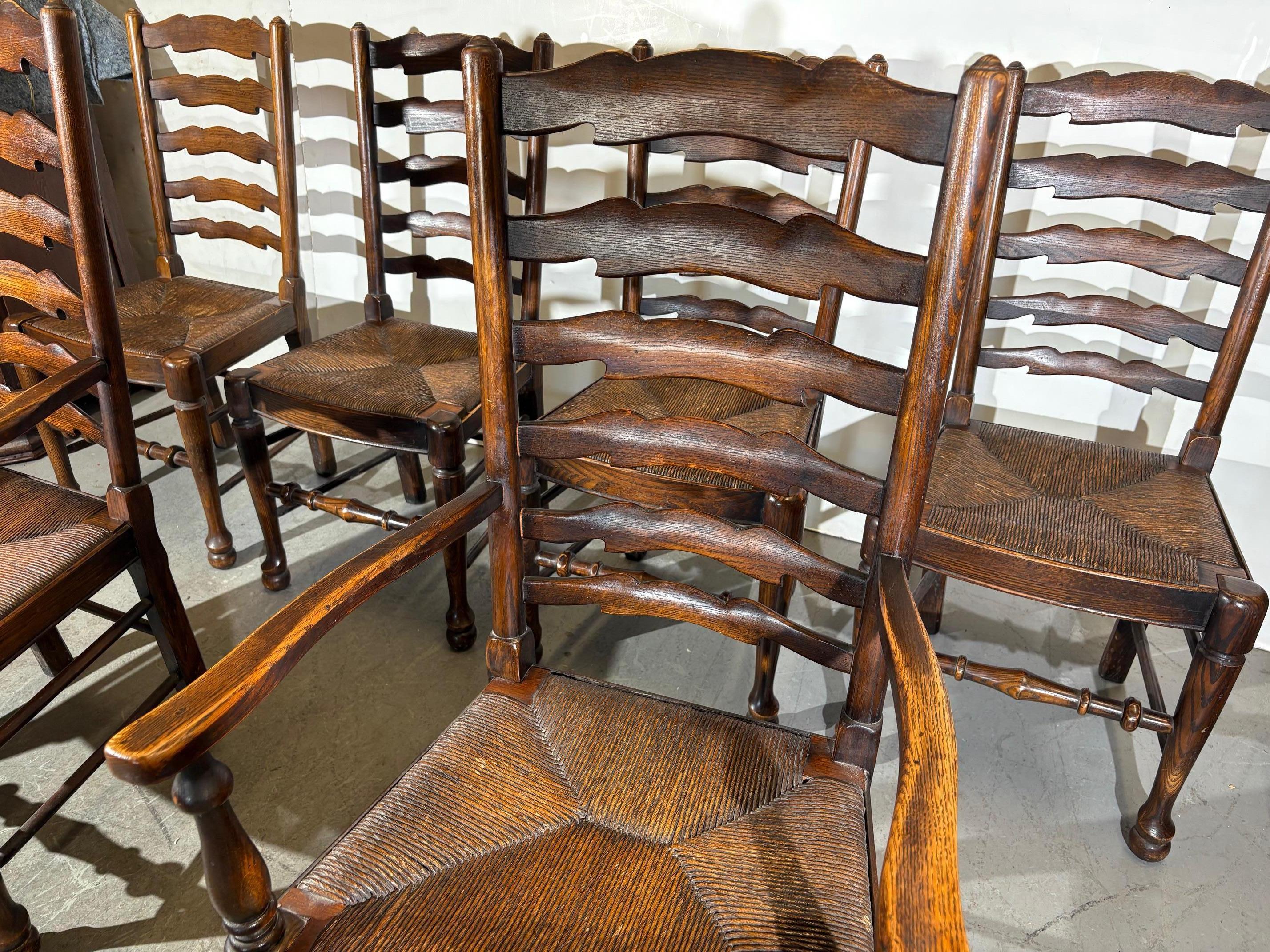 Metà XX secolo Set di 6 sedie con schienale a scaletta in vendita