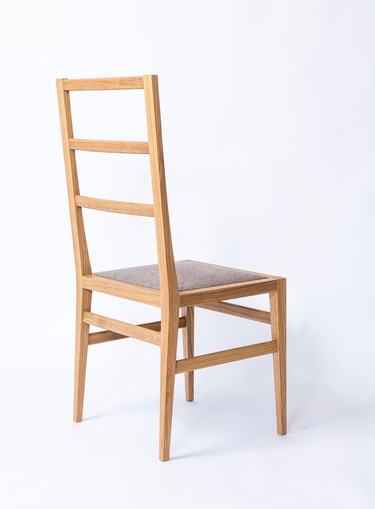 Hand-Crafted Ladder Back Dining Chair in White Oak by Boyd and Allister  For Sale