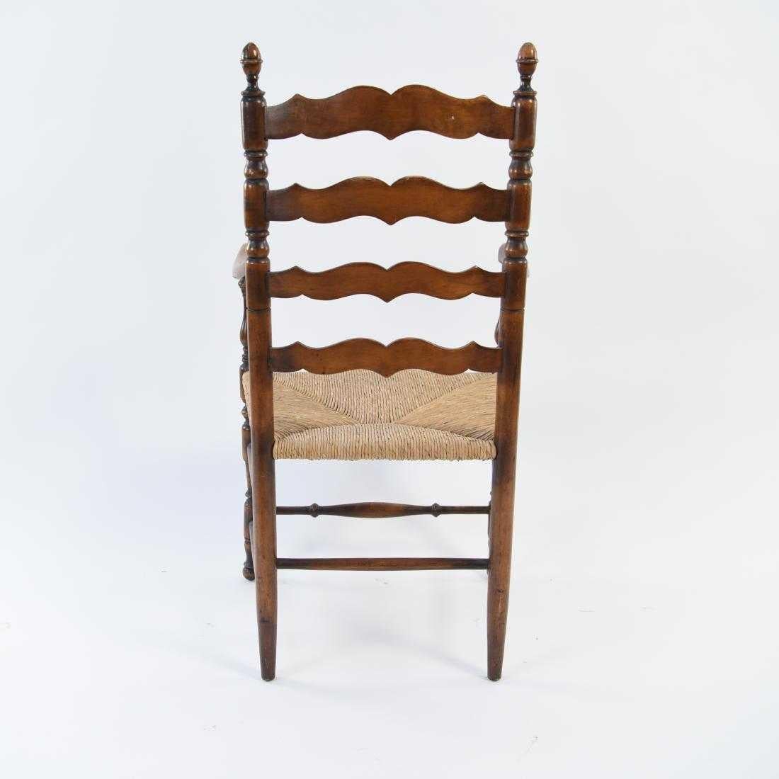 English Ladder Back Dining Room Armchair with Rush Seat For Sale