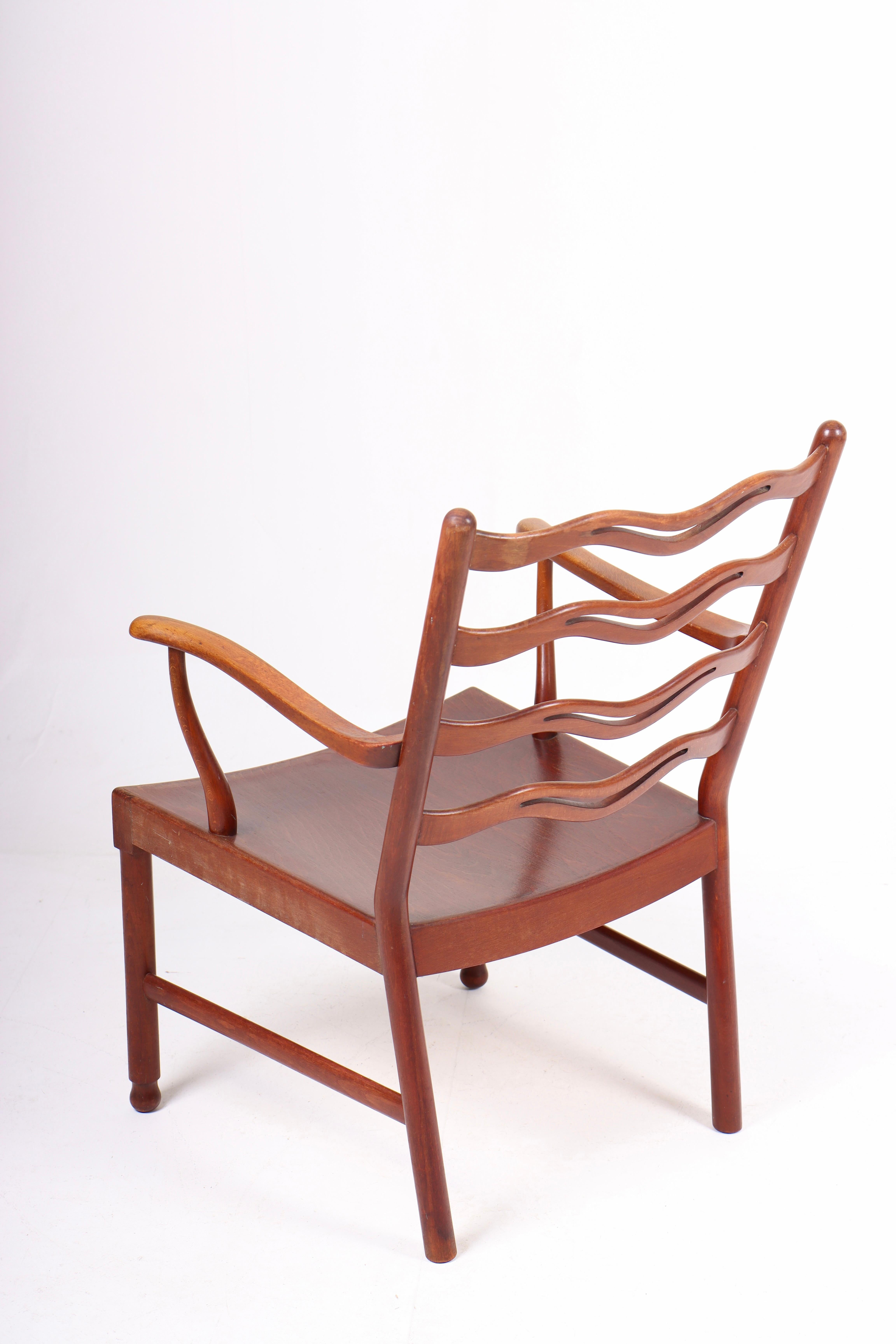 Ladder Back Lounge Chair by Ole Wanscher, 1940s In Good Condition For Sale In Lejre, DK