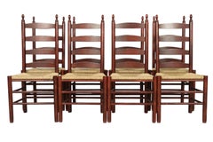 Ladder Back Rush Seat Dining Chairs, Set of 8