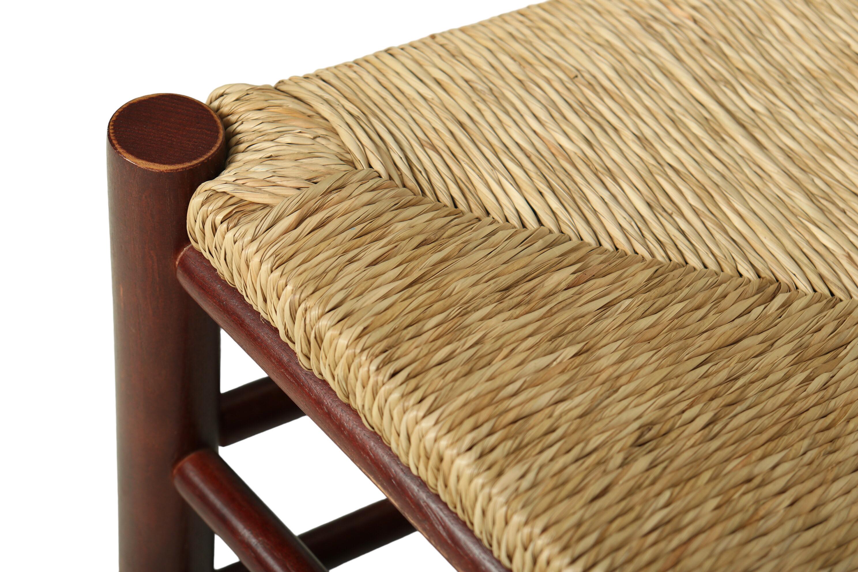 Ladder Back Rush Seat Dining Chairs, Set of 8 In Good Condition In Bradenton, FL