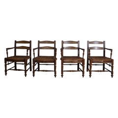 Vintage Ladder Back Style Dining Chairs Set of 4