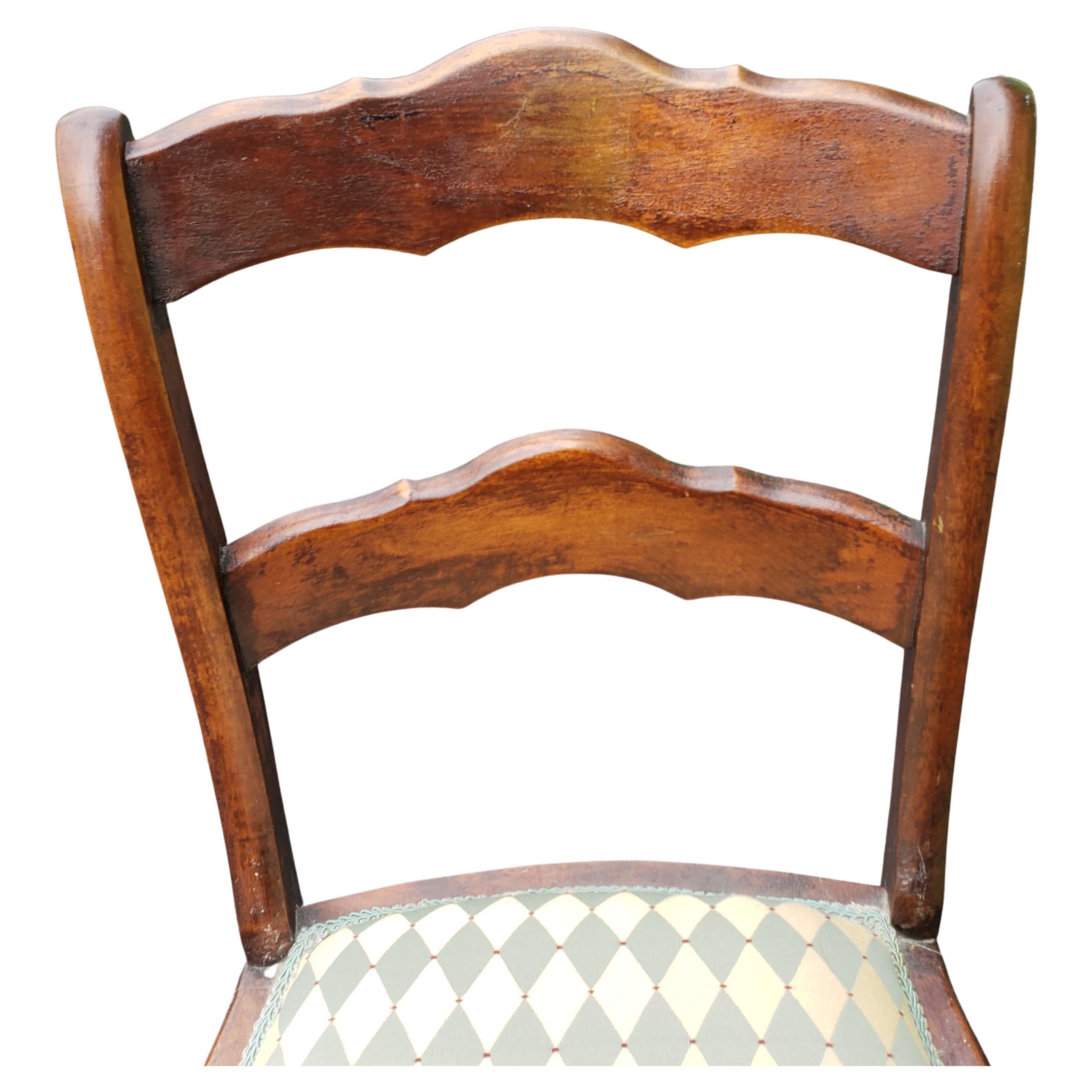 Woodwork Ladder Back Victorian Reupholstered Mahogany Side Chair, Circa 1860s For Sale