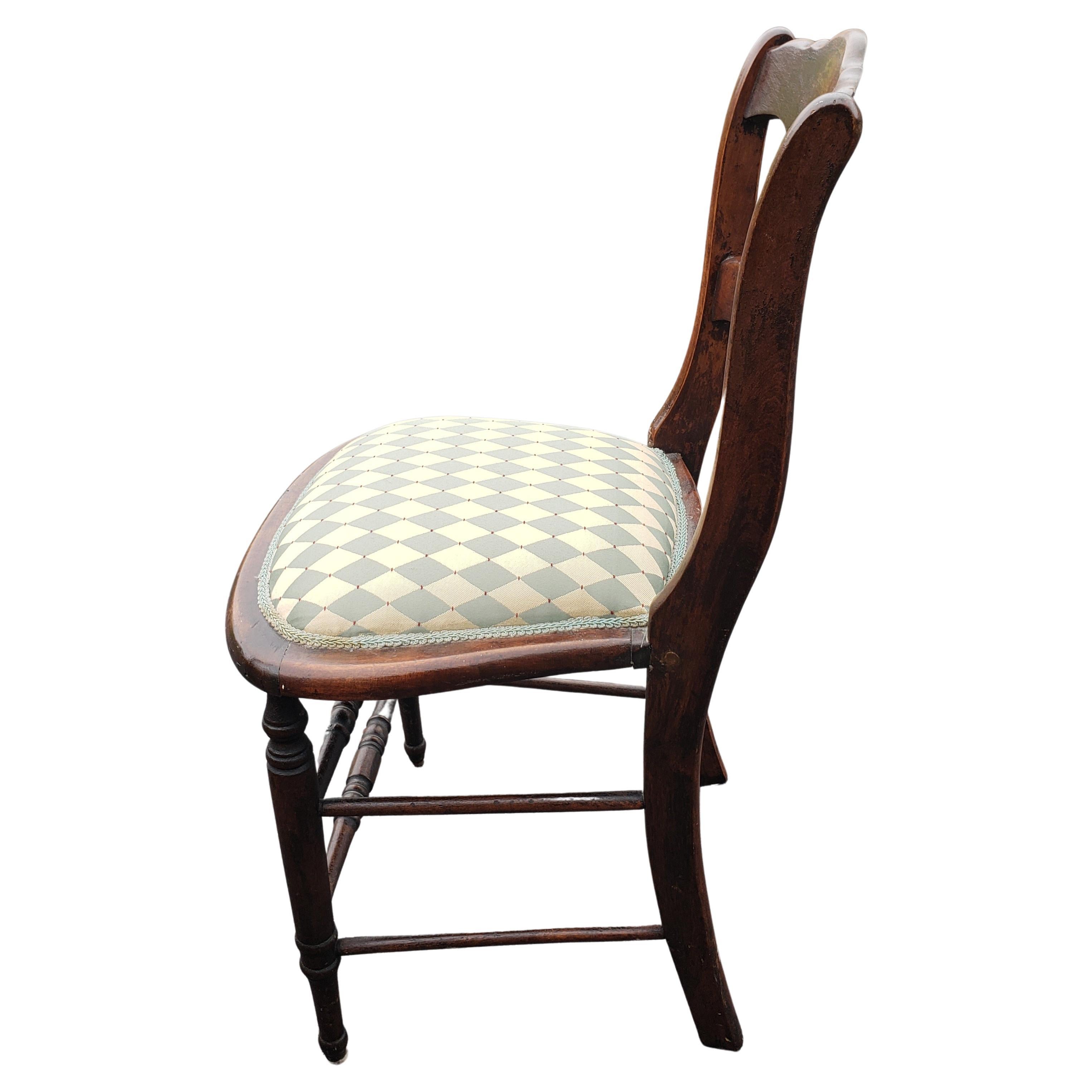19th Century Ladder Back Victorian Reupholstered Mahogany Side Chair, Circa 1860s For Sale
