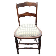 Antique Ladder Back Victorian Reupholstered Mahogany Side Chair, Circa 1860s