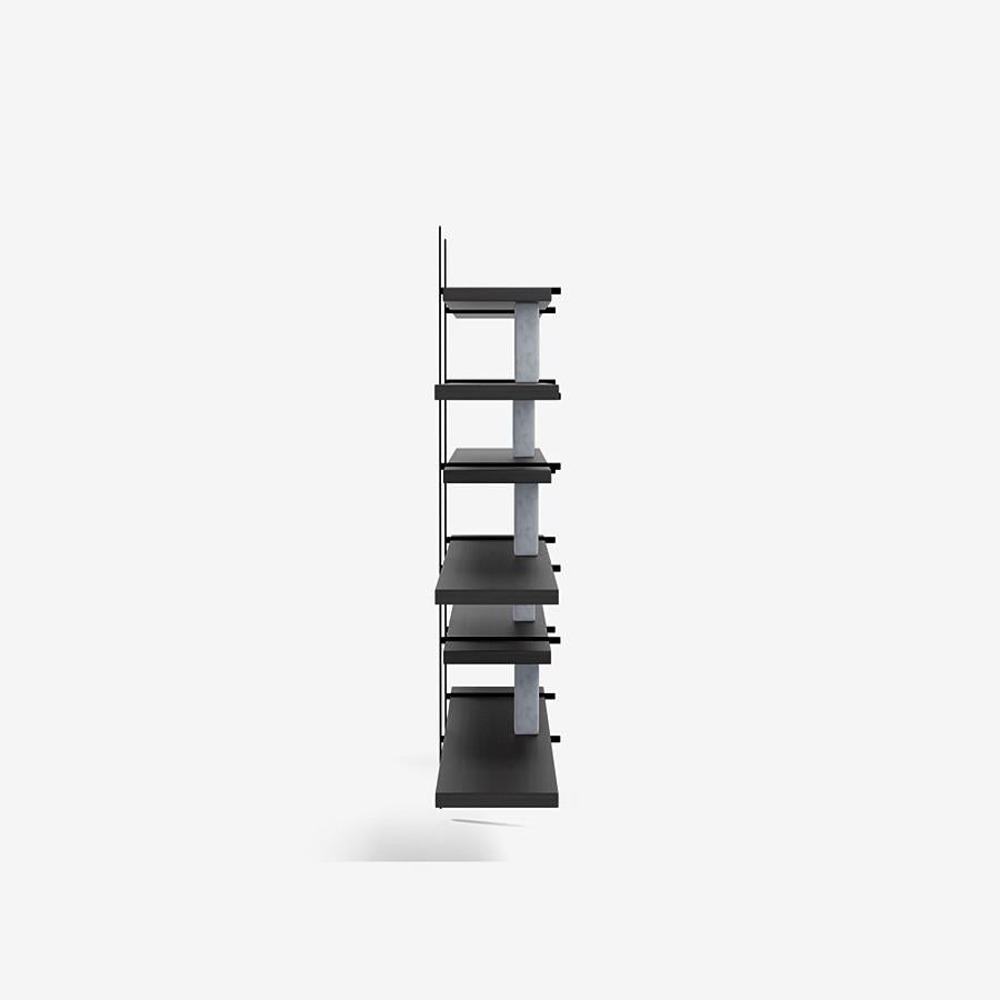Moderne Ladder Street Shelving by Yabu Pushelberg in Black Stained Oak and Marble (Étagères de la rue de l'échelle par Yabu Pushelberg en chêne teinté noir et marbre) en vente
