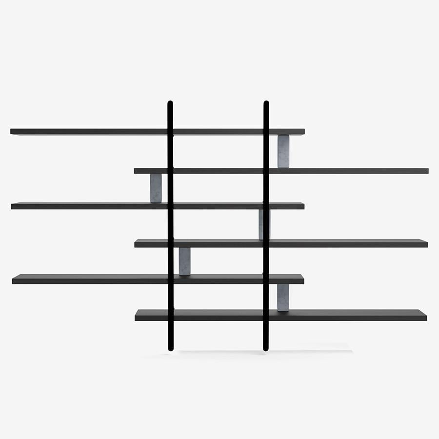 Modern Ladder Street Shelving by Yabu Pushelberg in Black Stained Oak and Marble For Sale