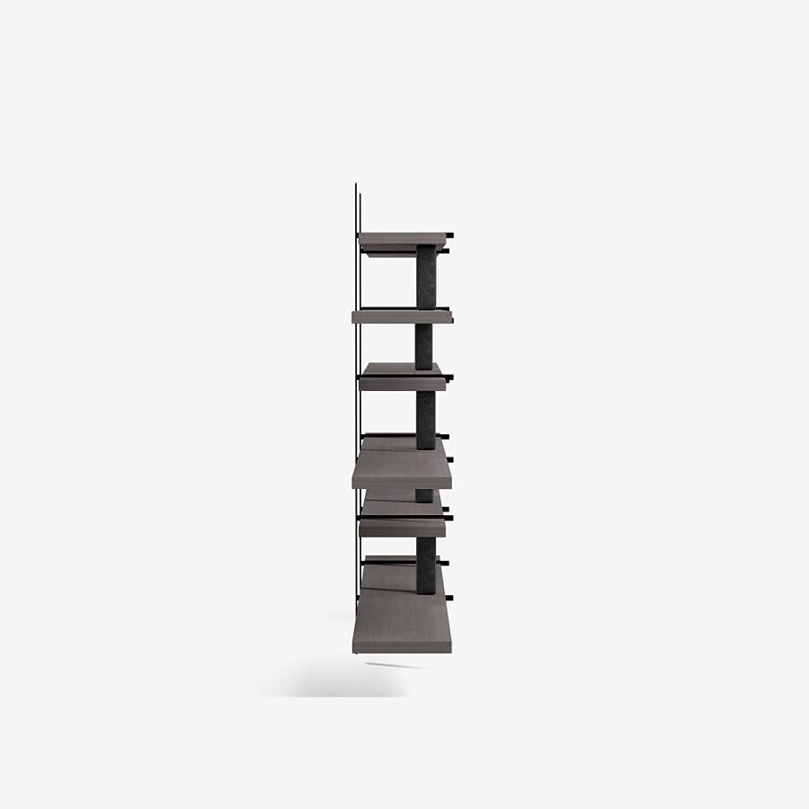 Modern Ladder Street Shelving by Yabu Pushelberg in Mist Lacquered Oak and Bluestone For Sale