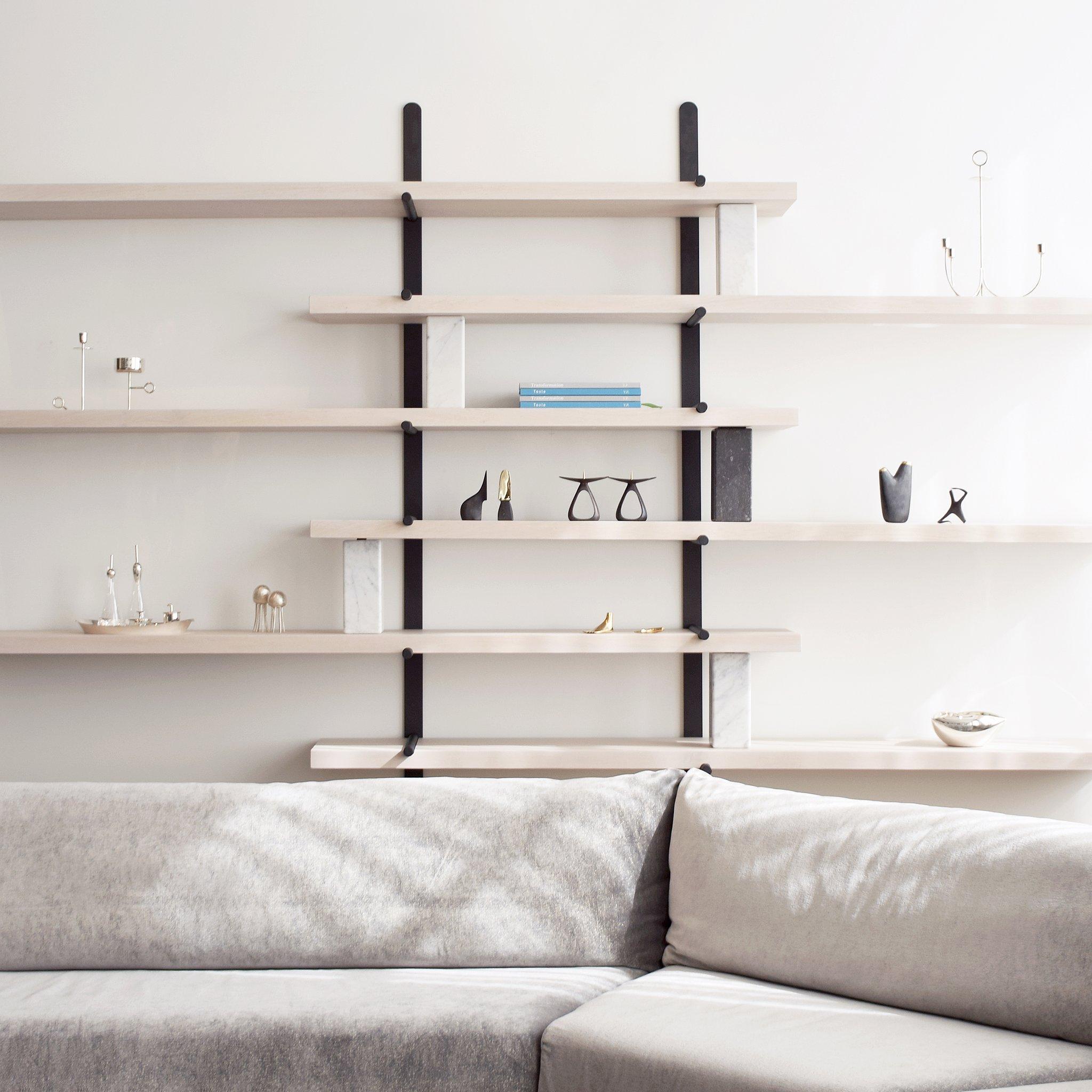 Ladder Street Shelving by Yabu Pushelberg in Mist Lacquered Oak and Bluestone In New Condition For Sale In Toronto, ON