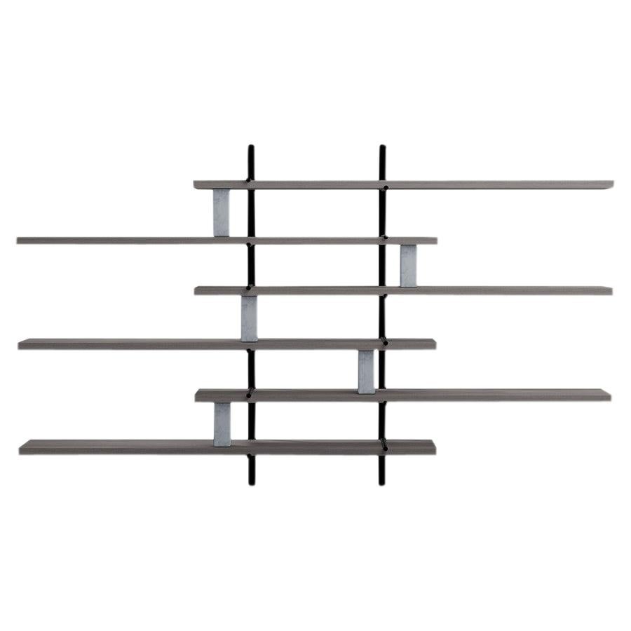 Ladder Street Shelving by Yabu Pushelberg in Mist Lacquered Oak and Marble For Sale