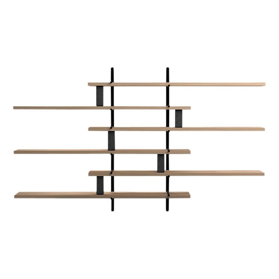 Ladder Street Shelving by Yabu Pushelberg in Nude Lacquered Oak and Bluestone For Sale