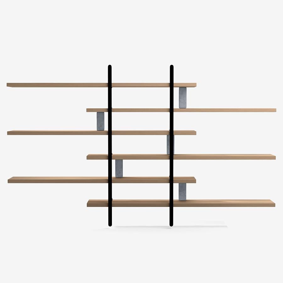 Dutch Ladder Street Shelving by Yabu Pushelberg in Nude Lacquered Oak and Marble For Sale