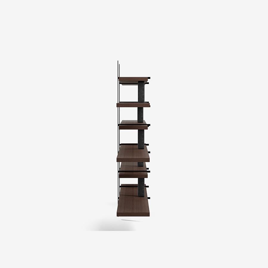 Modern Ladder Street Shelving by Yabu Pushelberg in Whiskey Lacquered Oak and Bluestone For Sale