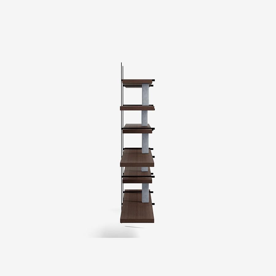 Modern Ladder Street Shelving by Yabu Pushelberg in Whiskey Lacquered Oak and Marble For Sale