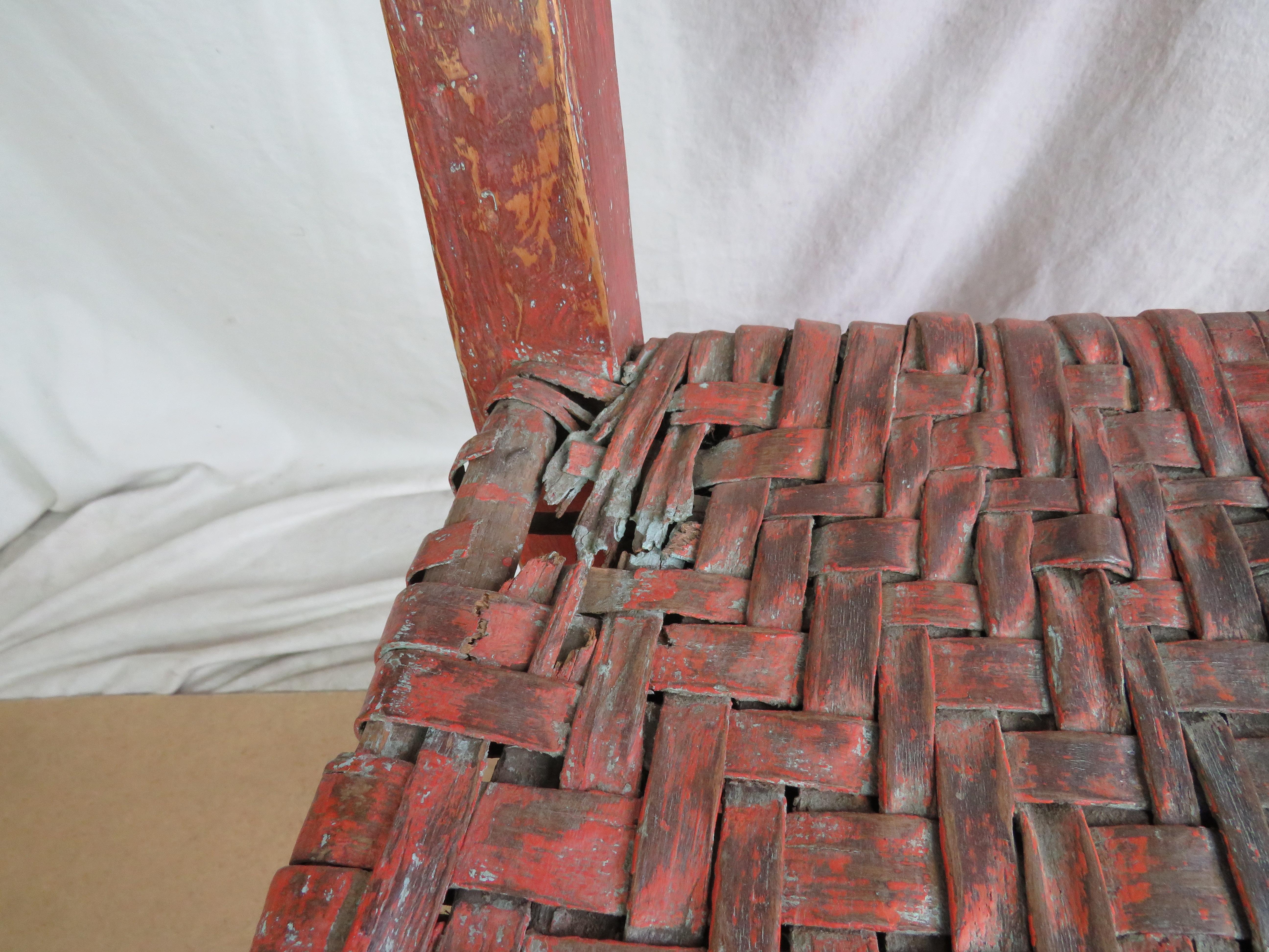 Late 18th Century Canadian Ladderback Armchair In Red Paint For Sale 3