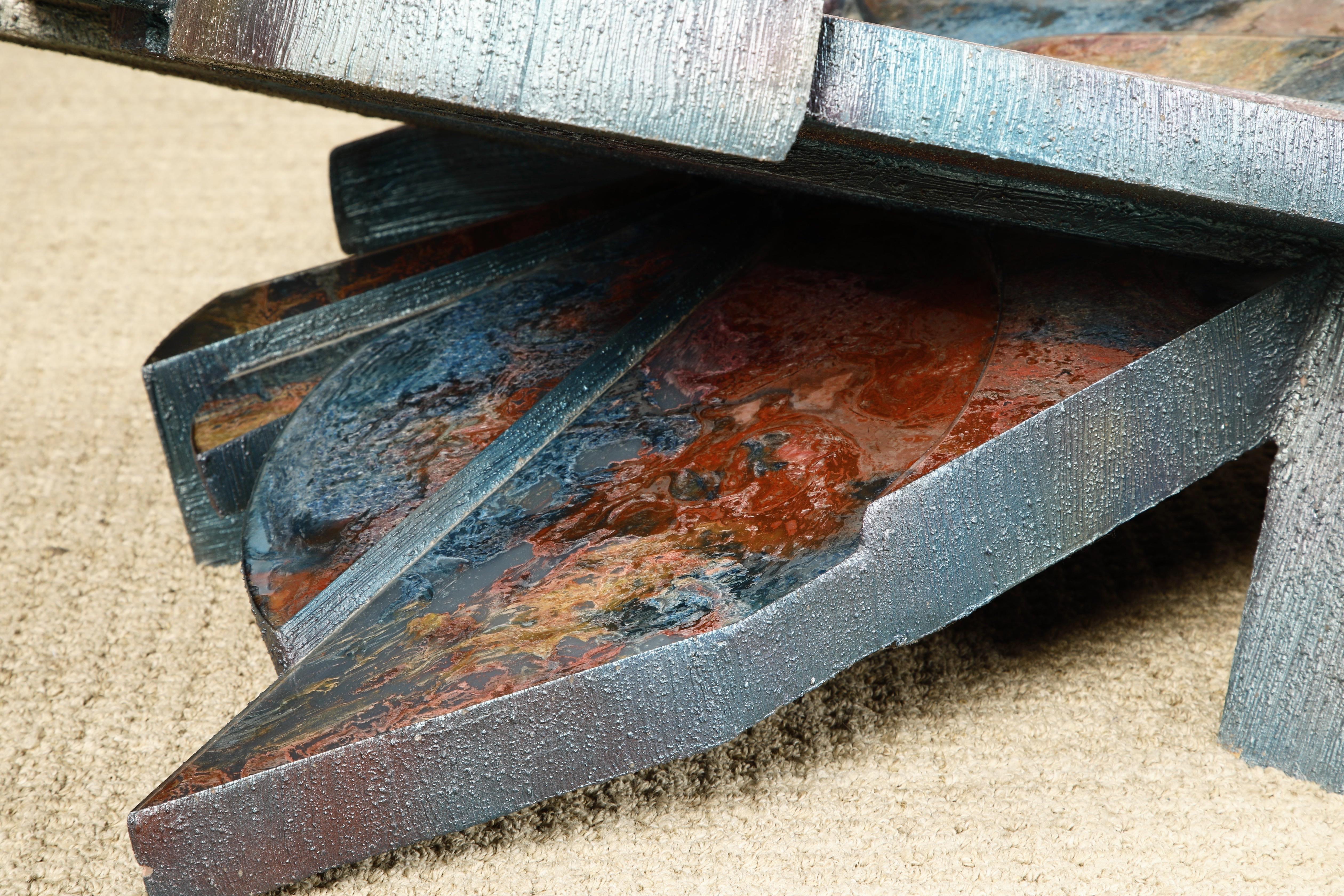 Table basse sculpturale « Ciment Glass Oxide » de Laddie John Dill, vers 1980 en vente 12