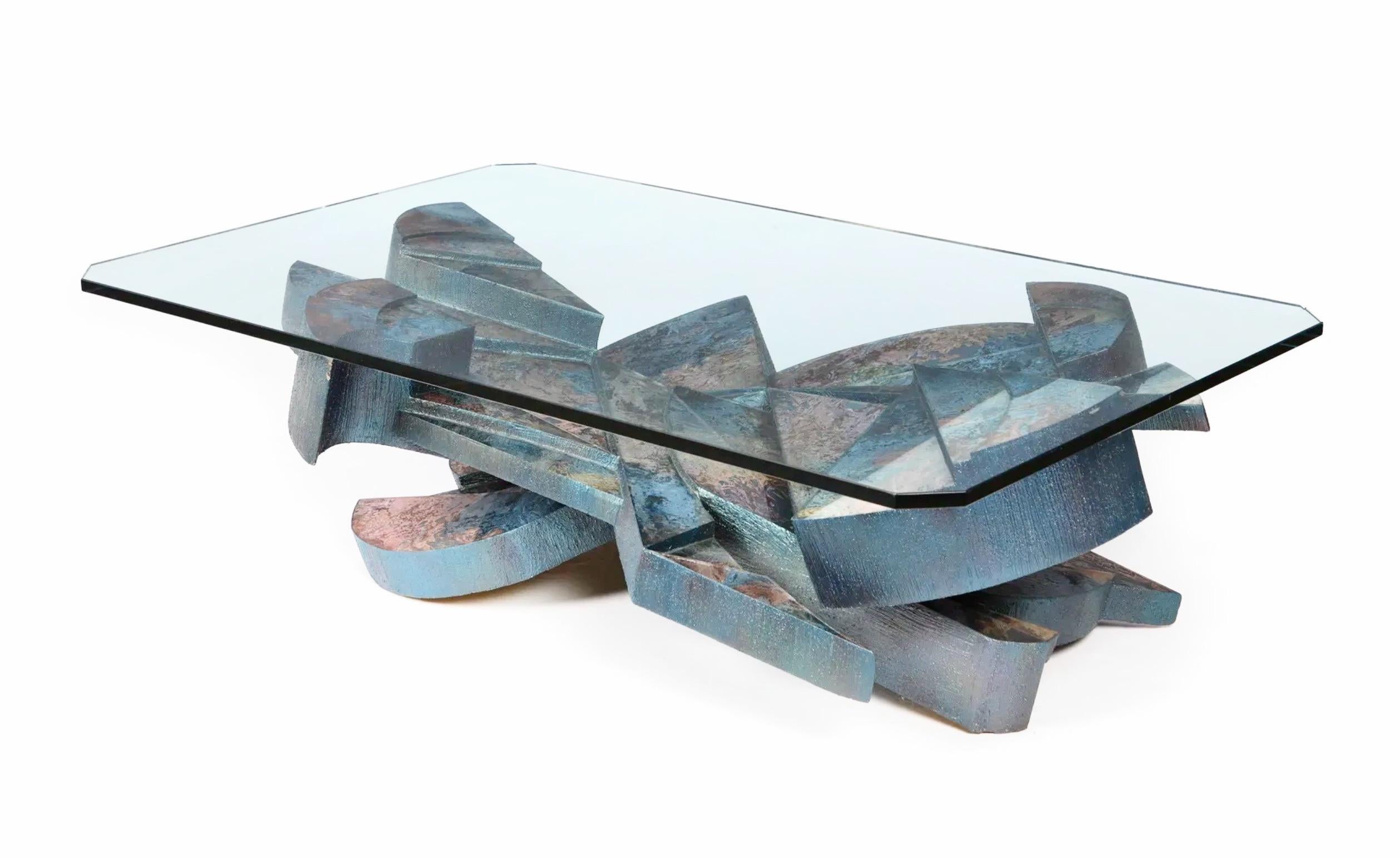 Organique Table basse sculpturale « Ciment Glass Oxide » de Laddie John Dill, vers 1980 en vente