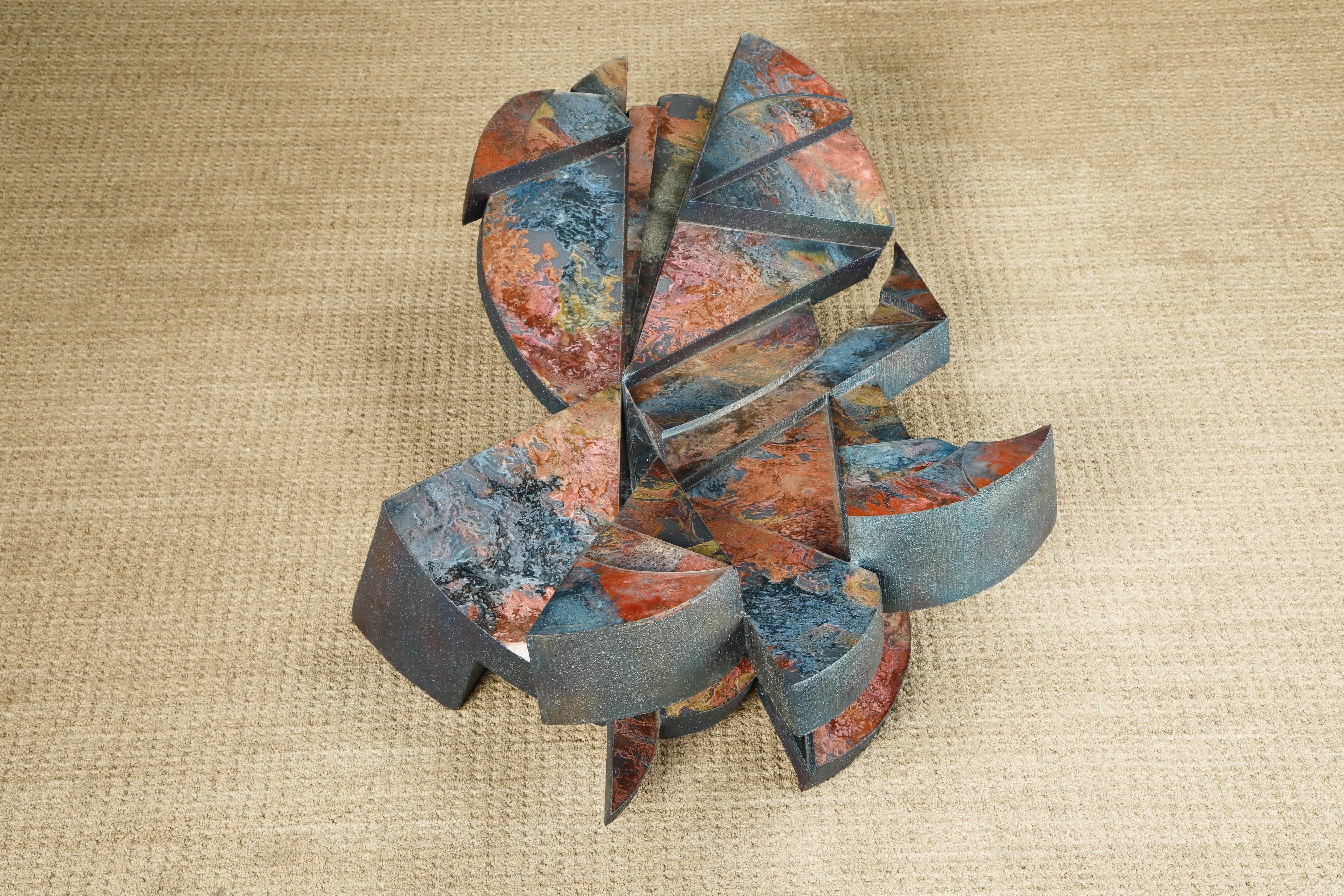 Verre Table basse sculpturale « Ciment Glass Oxide » de Laddie John Dill, vers 1980 en vente