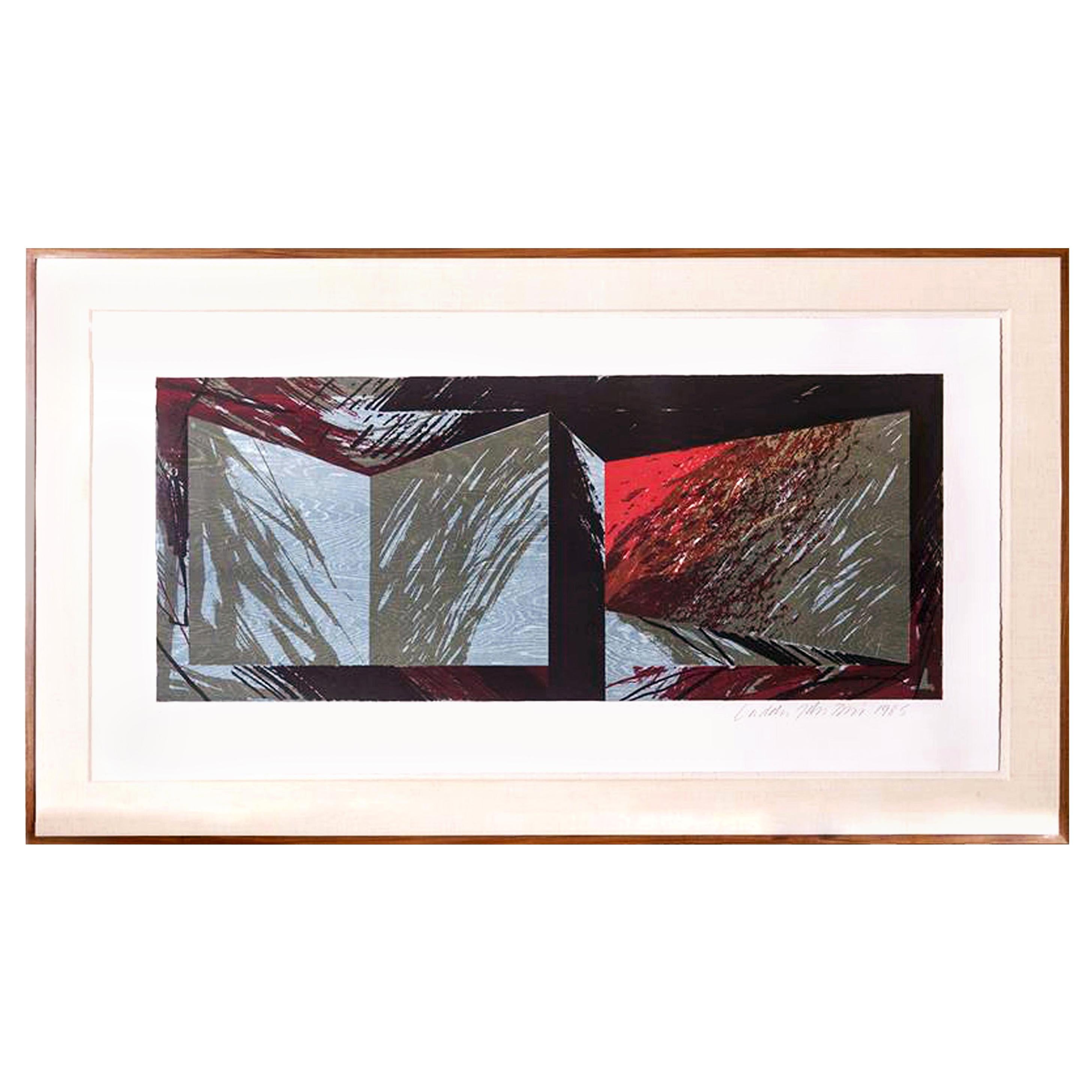 Laddie John Dill Litografia e xilografia di grandi dimensioni su carta intelata, 1985 in vendita