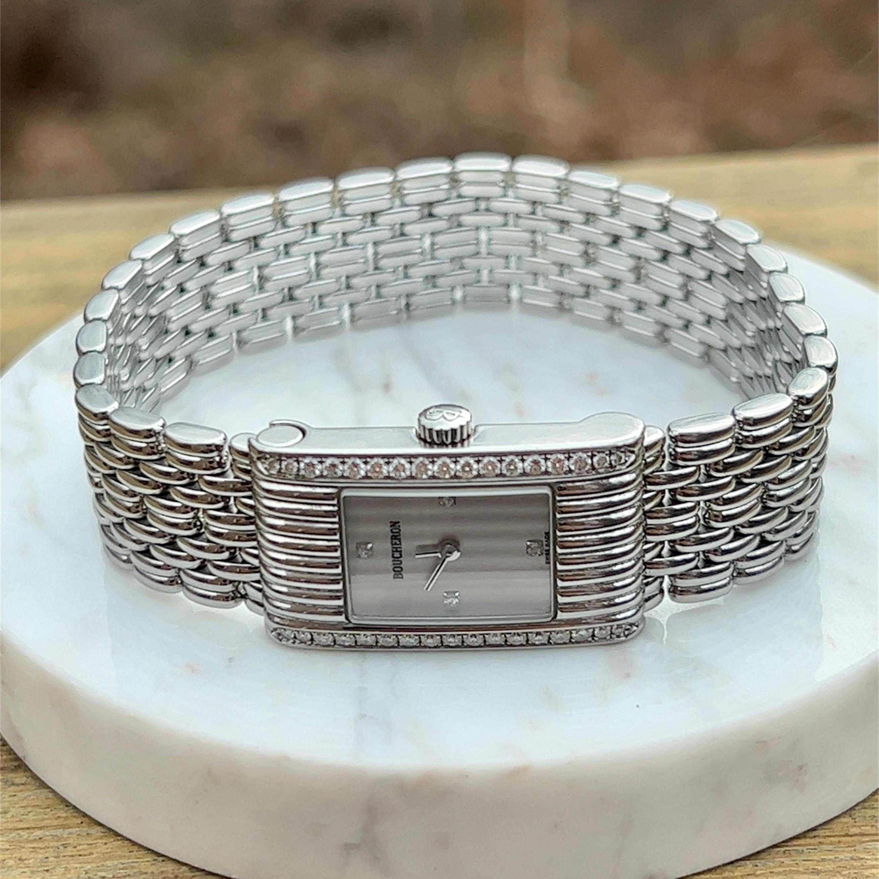 Brilliant Cut Ladies 0.50ctw Diamond Stainless Steel Boucheron Reflect Watch