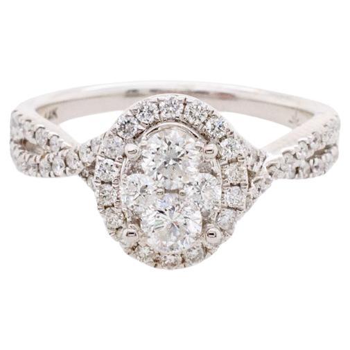Ladies 0.97 Carats Diamond Halo Engagement Ring