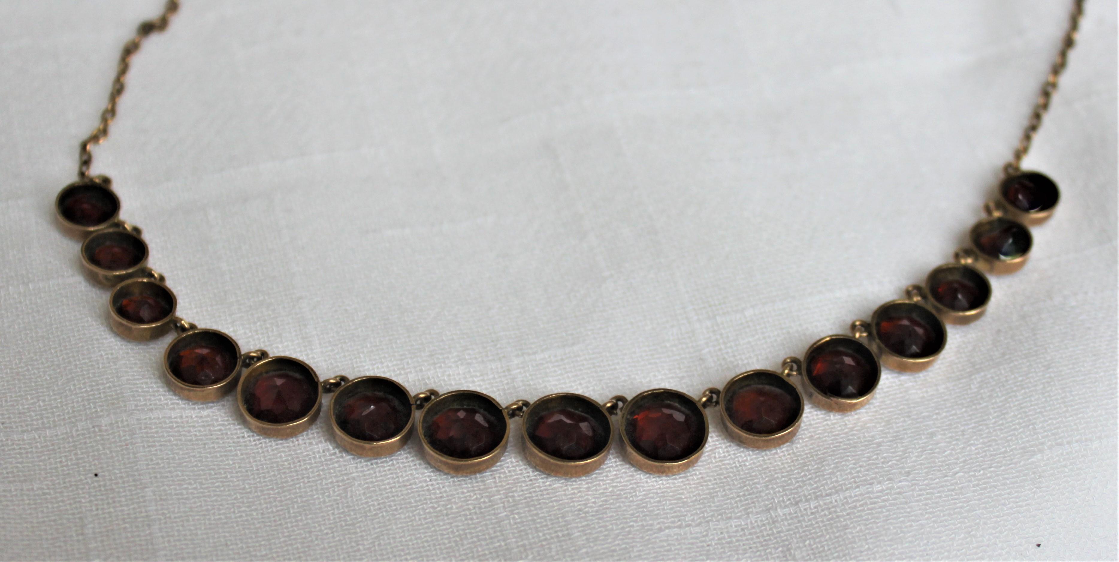 Hand-Crafted Ladies 10-Karat Rose Gold & Graduated Bezel Set Cut Garnet Choker Necklace