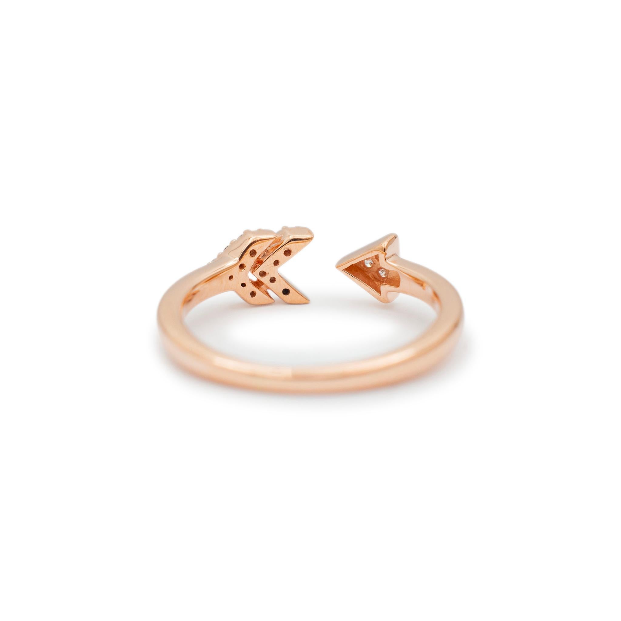 Women's Ladies 10K Rose Gold Arrow Deconstructed Pave Diamond Cocktail Ring For Sale