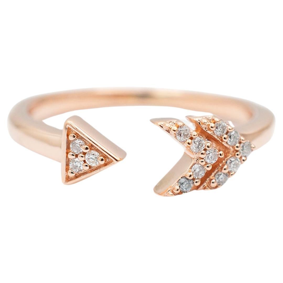 Ladies 10K Rose Gold Arrow Deconstructed Pave Diamond Cocktail Ring