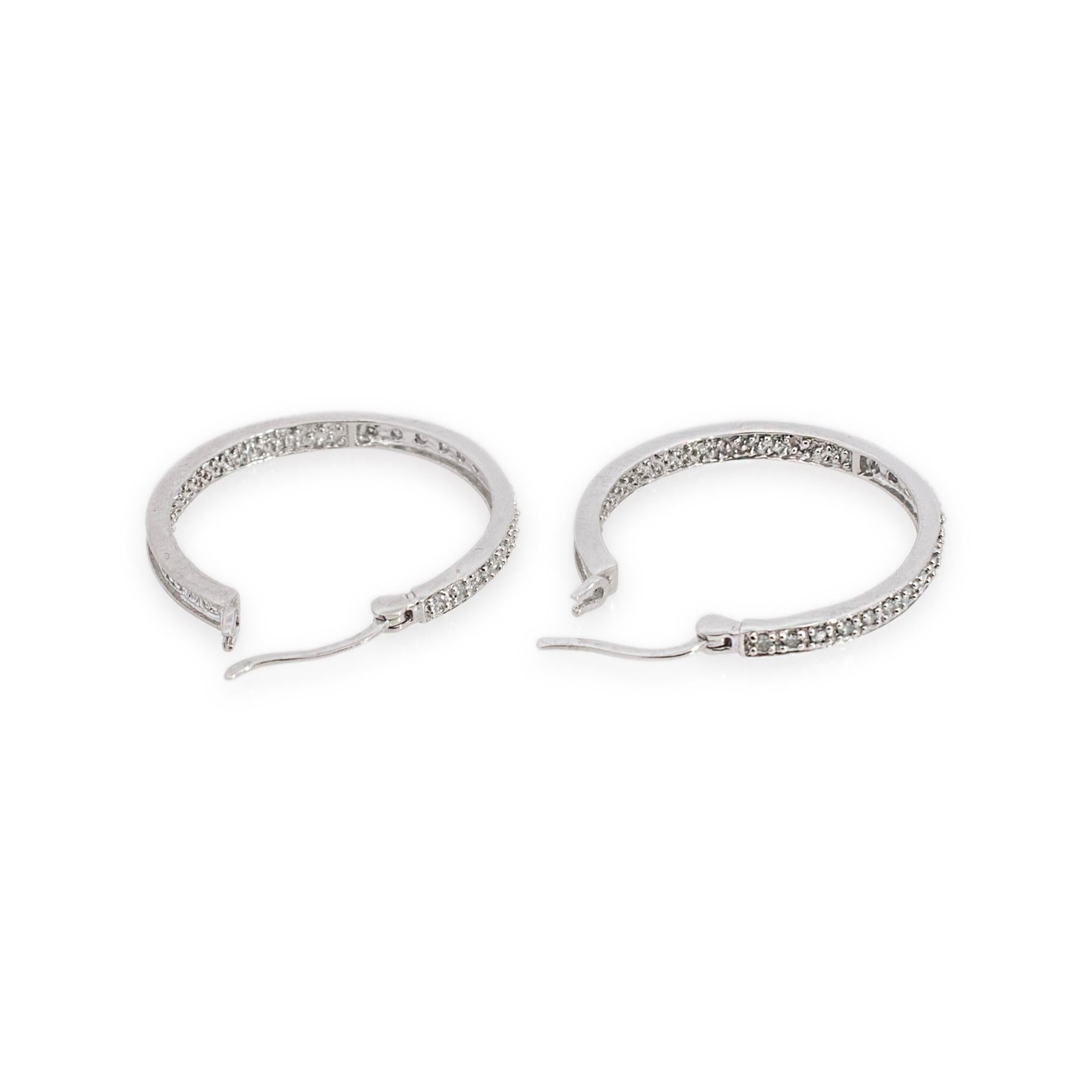 Damen 10K Weißgold 0,23 Karat. Diamant-Creolen 2