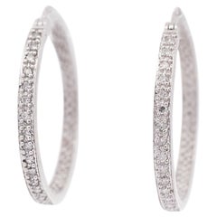 Ladies 10K White Gold 0.23ct. Diamond Hoop Earrings