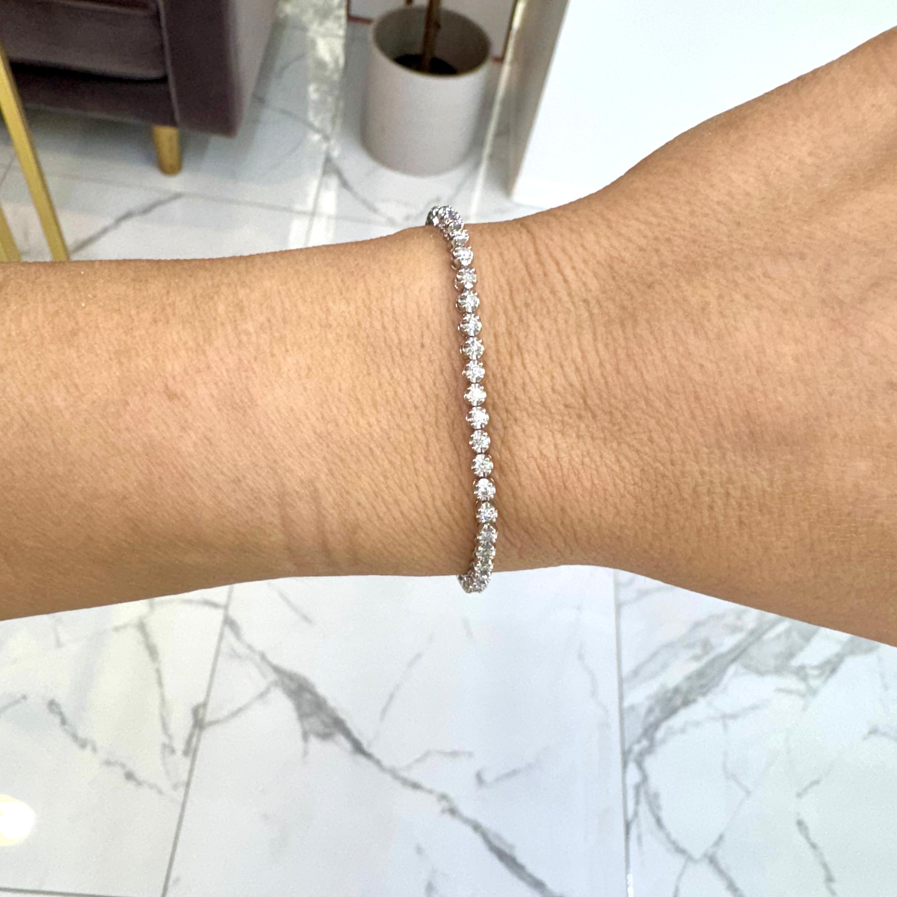 Damen 10K Weißgold Verstellbares Bolo Diamant Tennisarmband 1