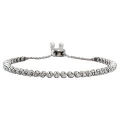 Bracciale da tennis regolabile con diamanti Bolo in oro bianco 10K da donna