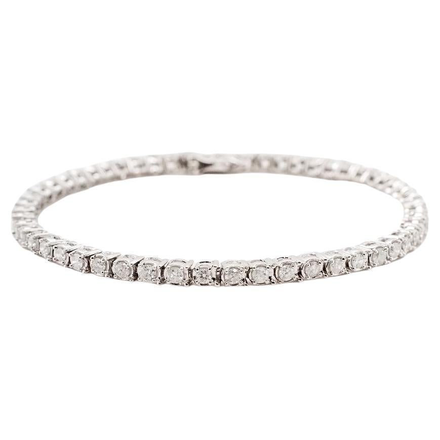 Pulsera de tenis de diamantes de oro blanco de 10 quilates para señora