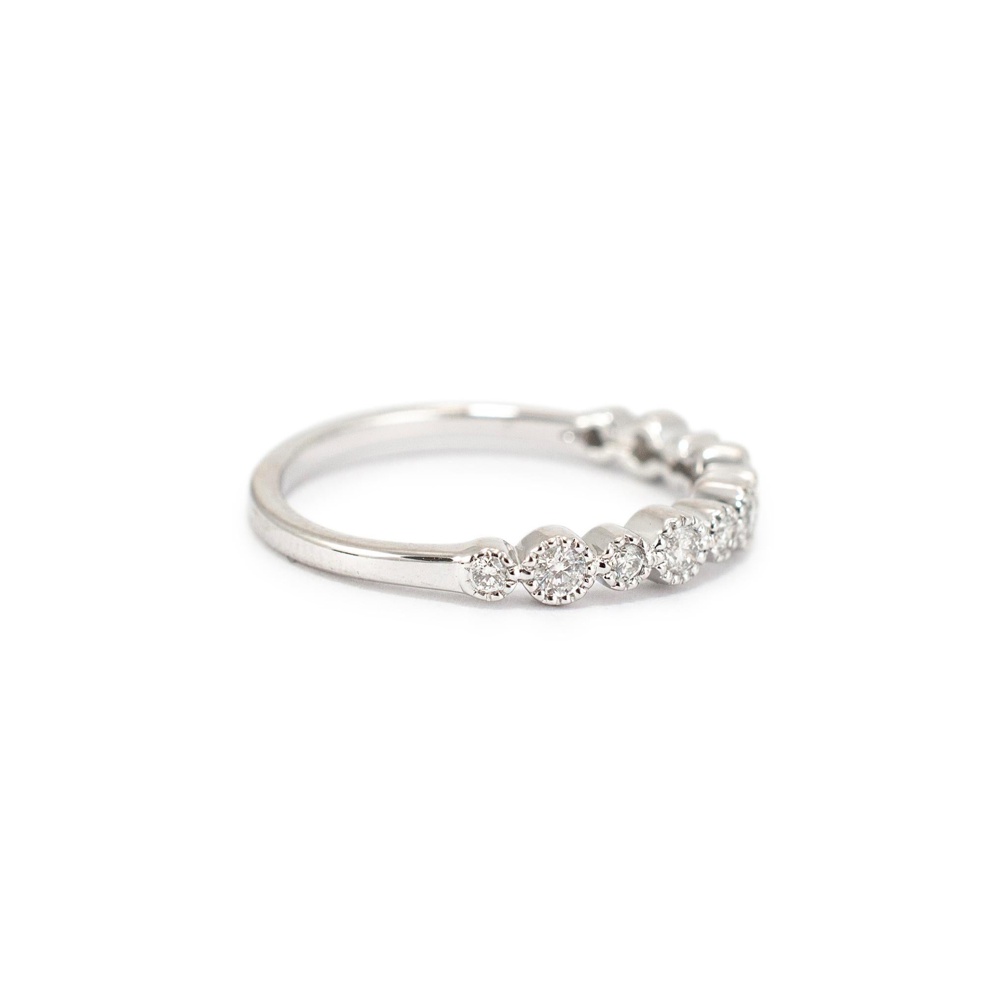 Round Cut Ladies 10K White Gold Half Eternity Diamond Wedding Band For Sale