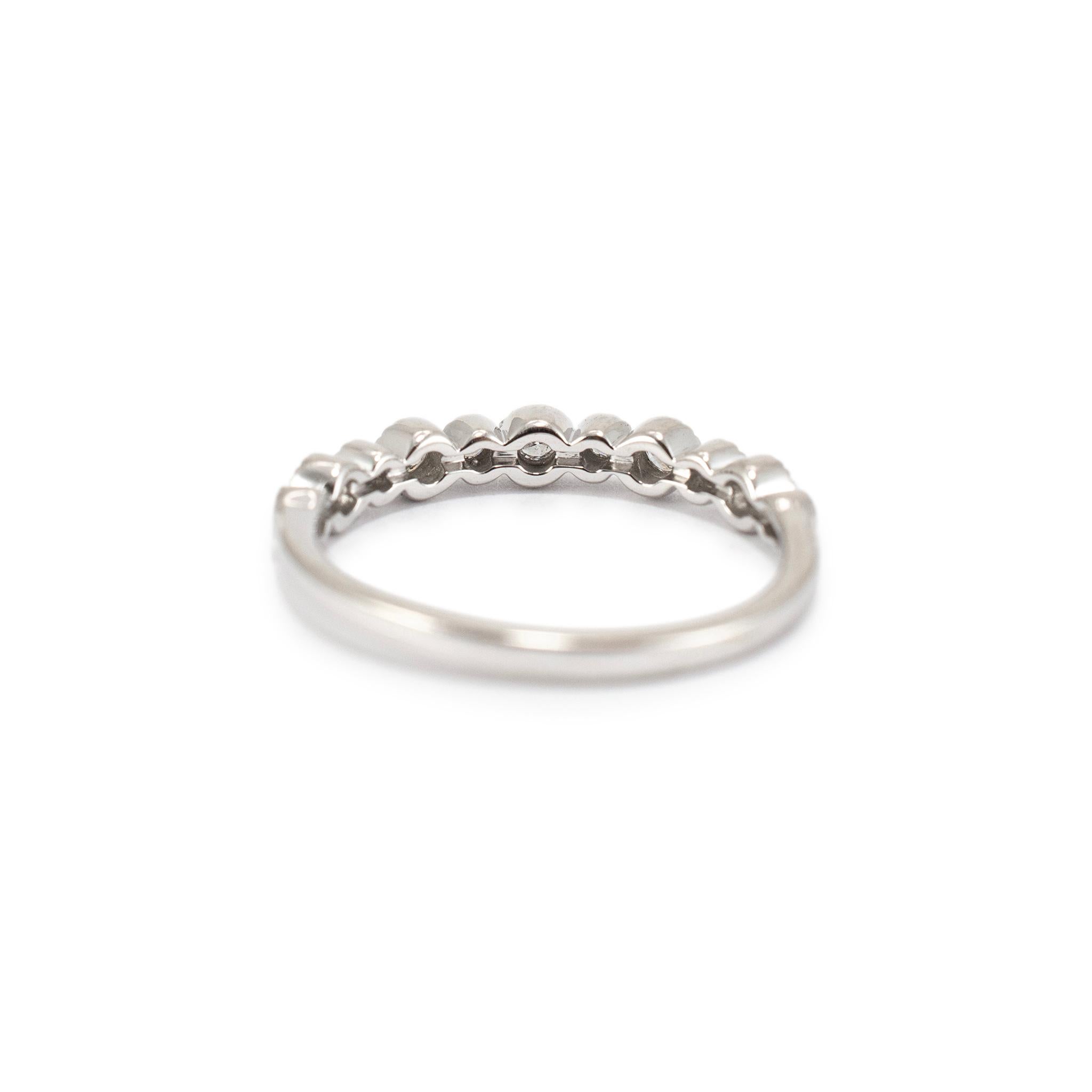 Ladies 10K White Gold Half Eternity Diamond Wedding Band In Excellent Condition For Sale In Houston, TX