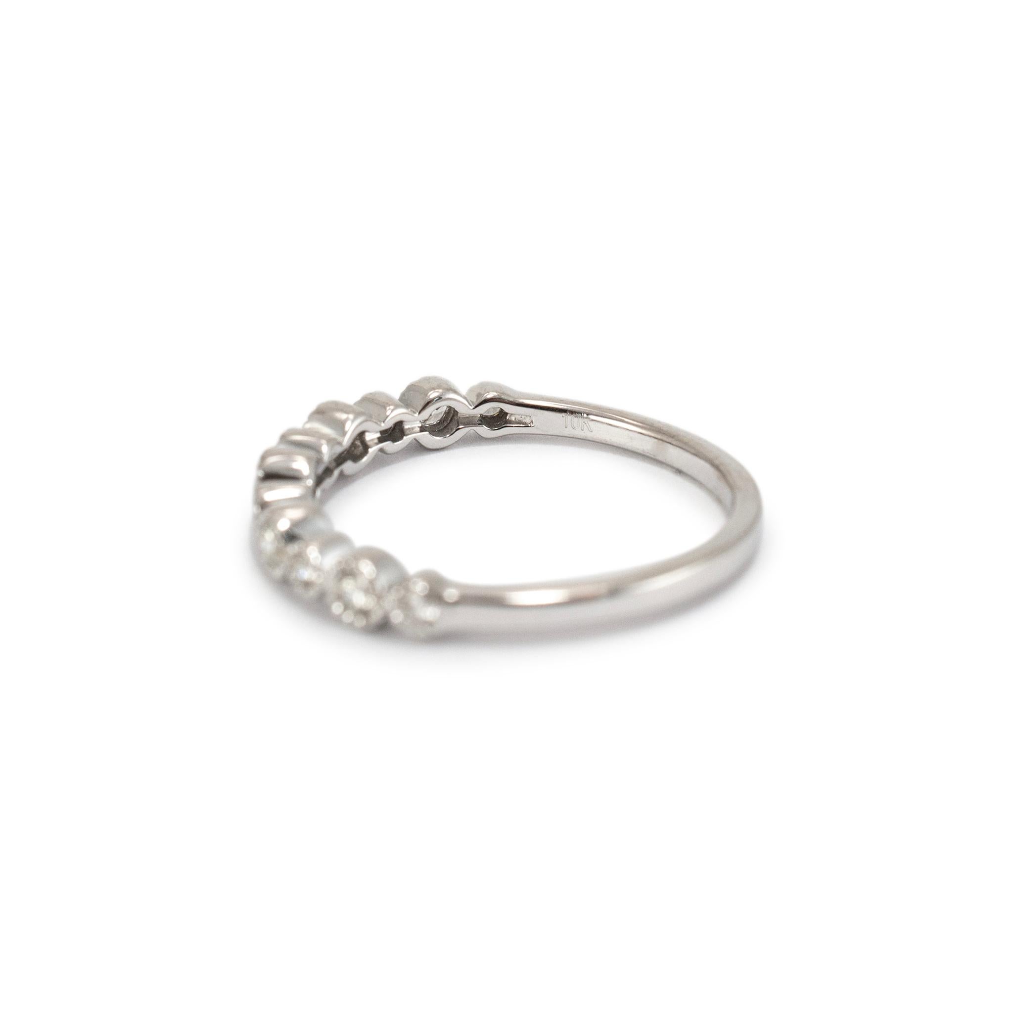 Women's Ladies 10K White Gold Half Eternity Diamond Wedding Band For Sale