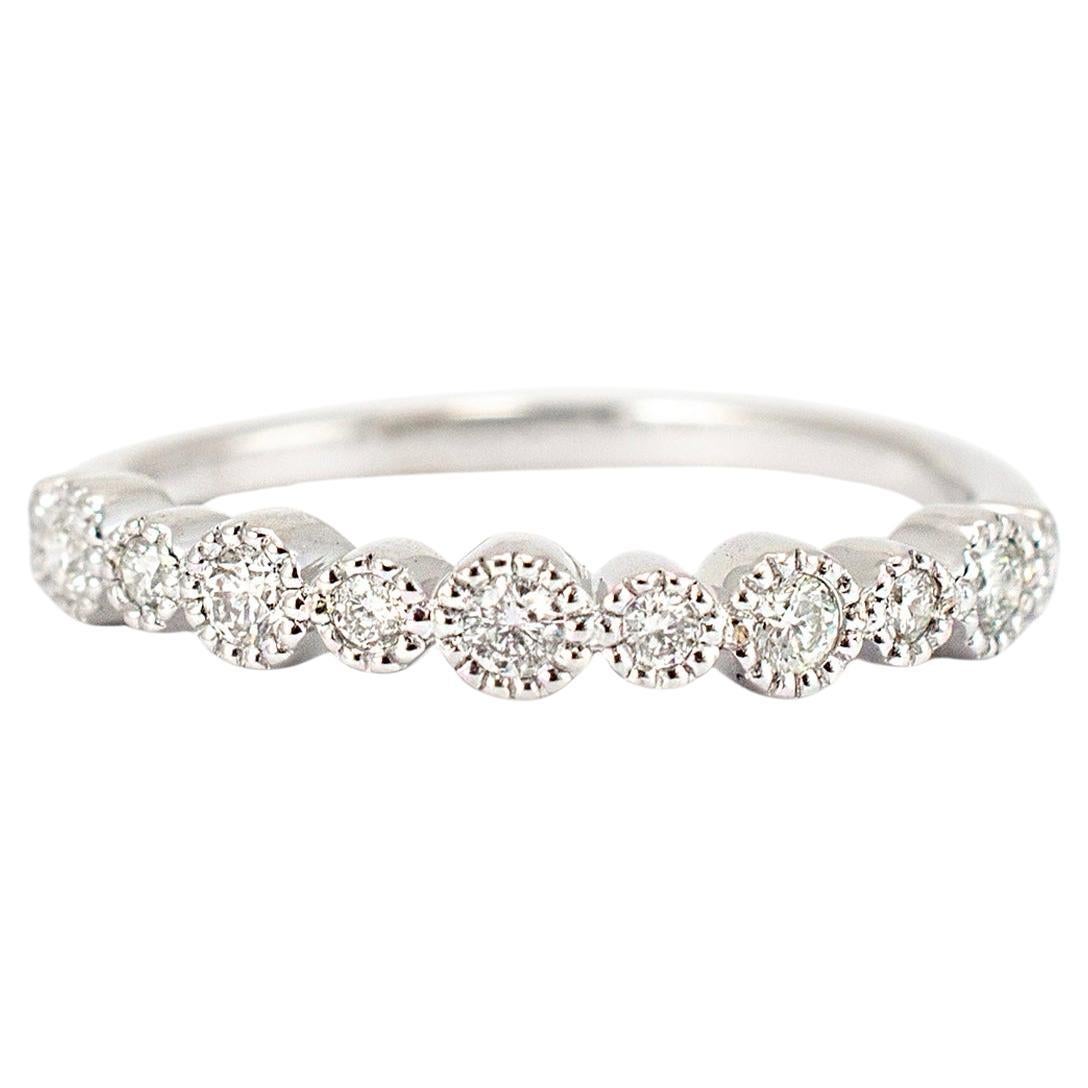 Ladies 10K White Gold Half Eternity Diamond Wedding Band