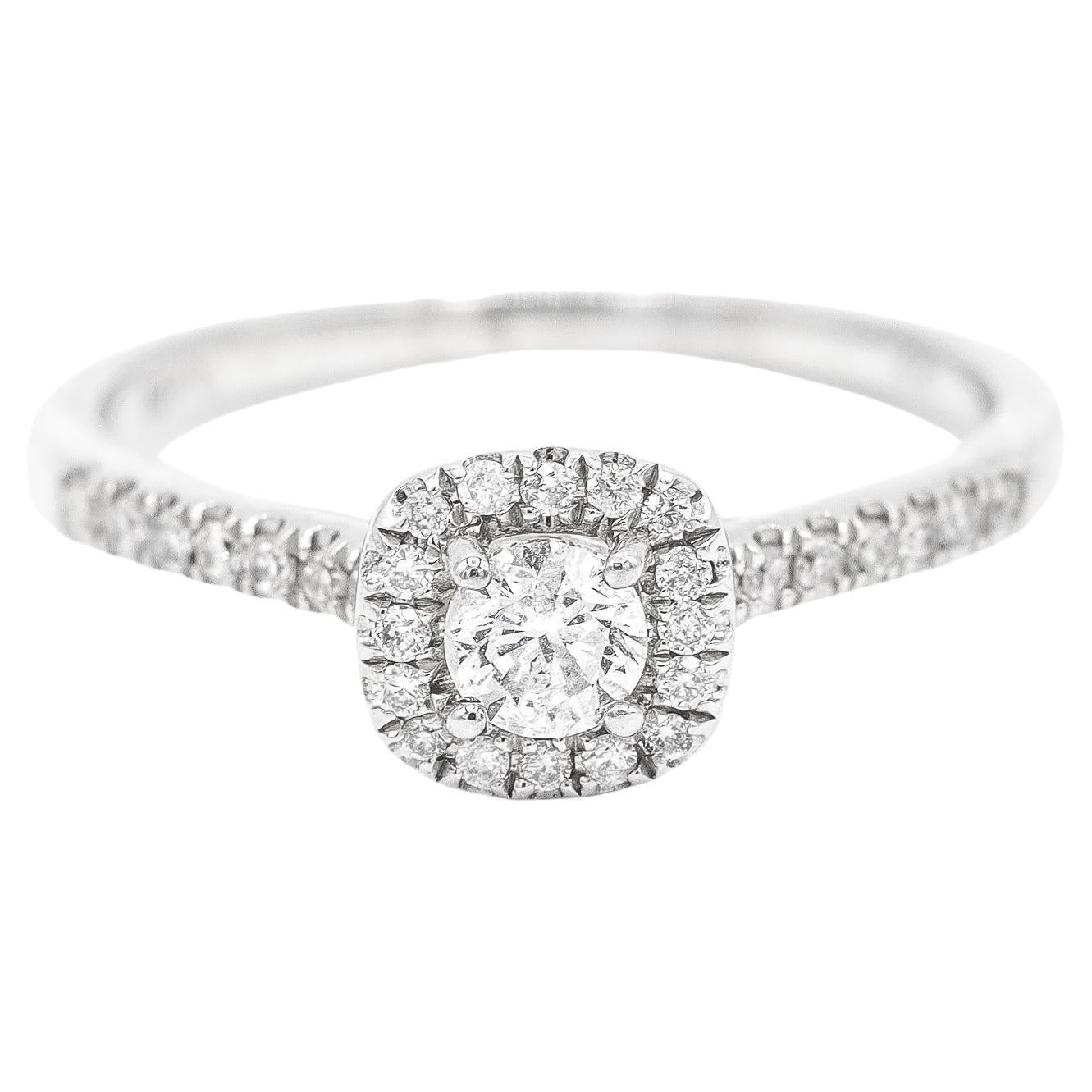 Ladies 10K White Gold Halo Diamond Engagement Ring