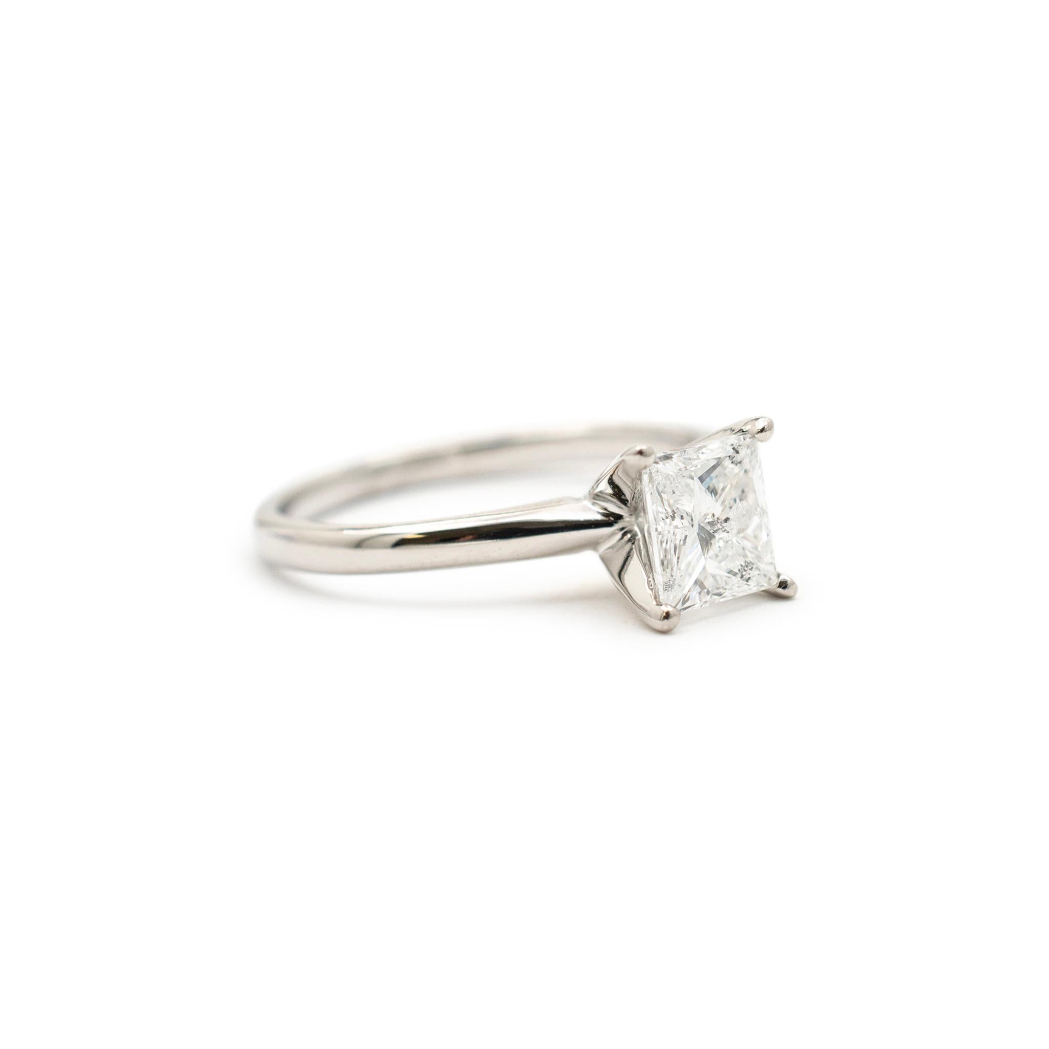 Women's Ladies 10K White Gold Princess Cut Diamond Solitaire Engagement Ring