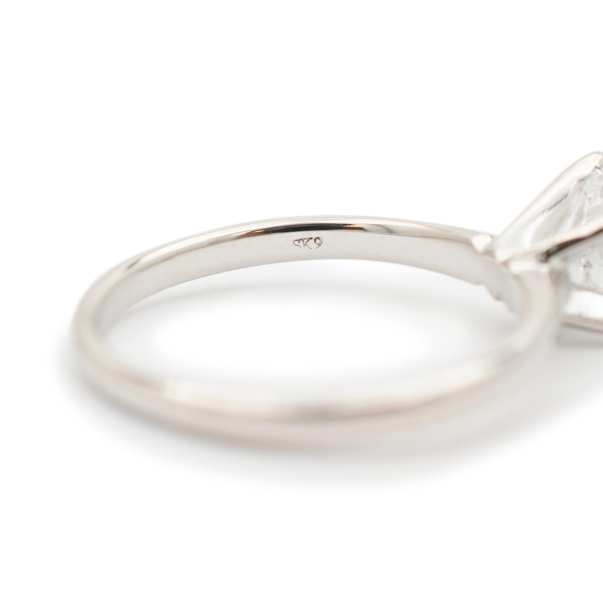 Ladies 10K White Gold Princess Cut Diamond Solitaire Engagement Ring 2
