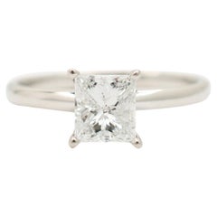 Ladies 10K White Gold Princess Cut Diamond Solitaire Engagement Ring