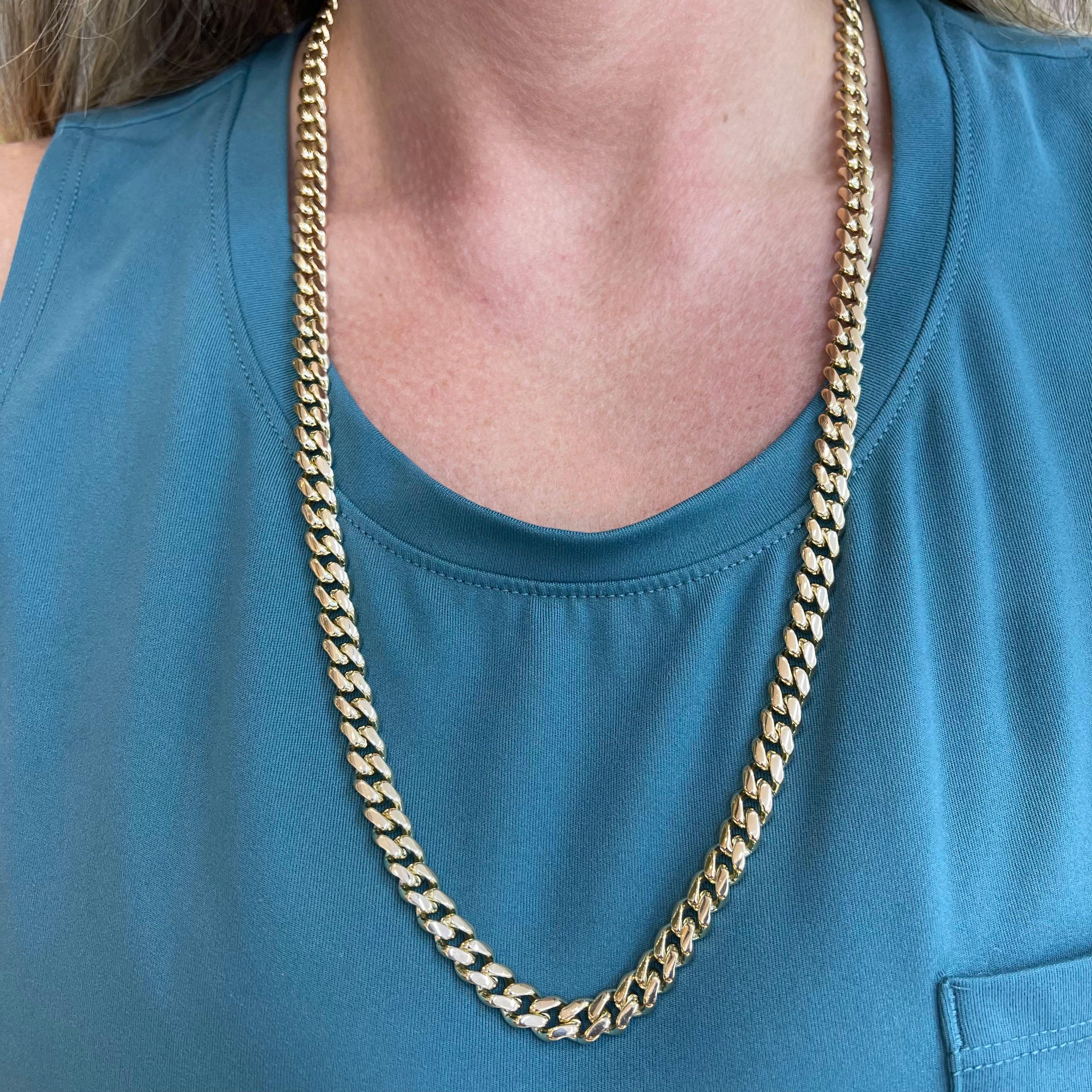 Ladies 10K Yellow Gold Cuban Chain Necklace  1