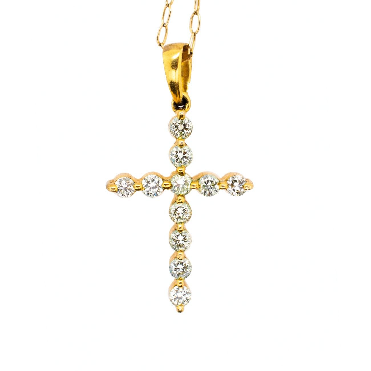 One lady's custom made polished 14K yellow gold single strand princess, diamond fancy link necklace. The necklace measures approximately 17.00 inches in length and weighs a total of 1.80 grams. Engraved with 