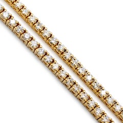 Ladies 10K Yellow Gold Diamond Tennis Chain Necklace