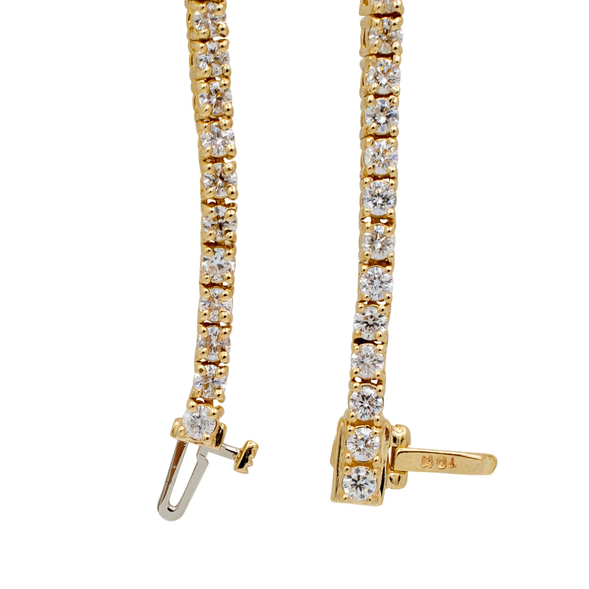 Damen 10K Gelbgold Diamant Tennis Kette Halskette (Rundschliff) im Angebot