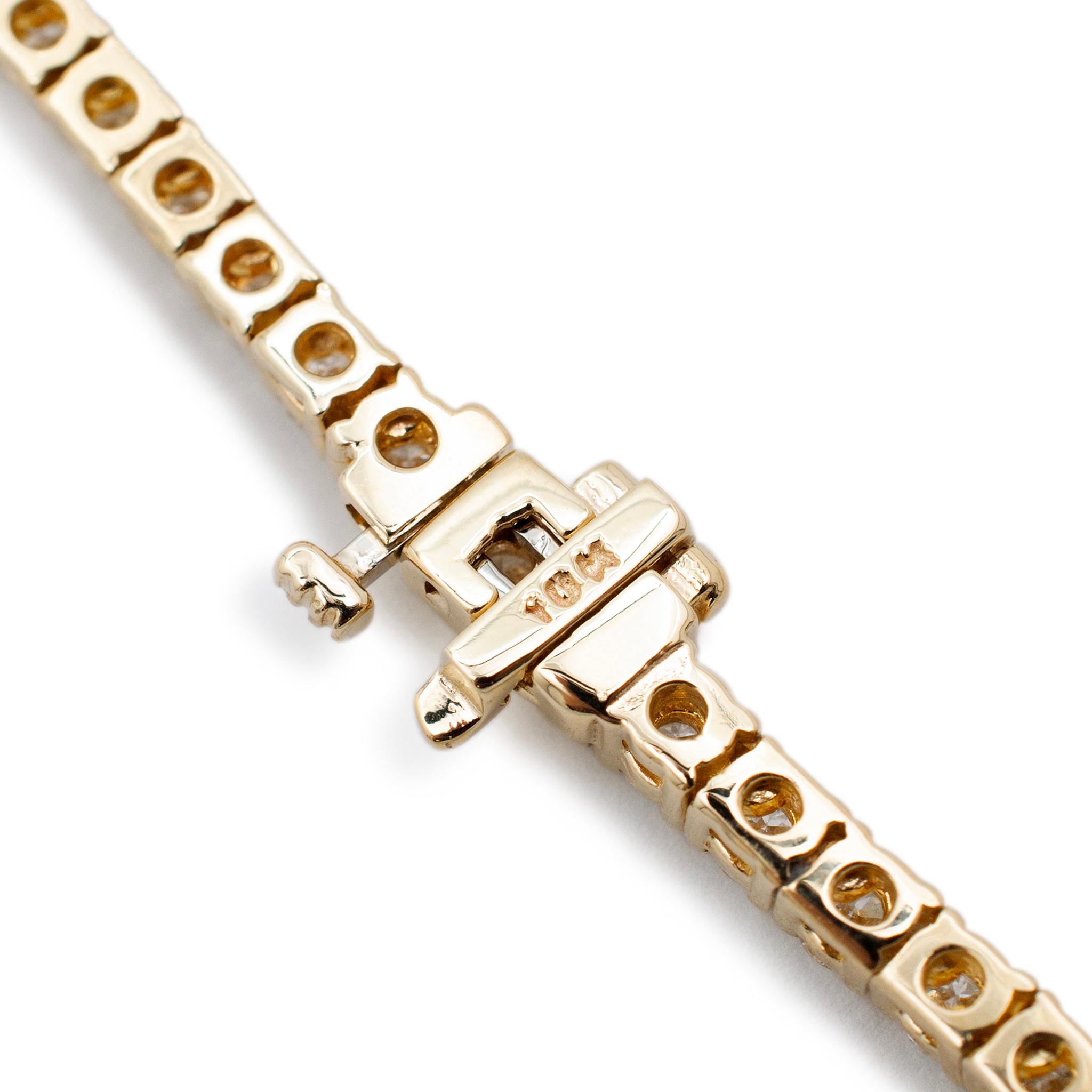 Damen 10K Gelbgold Diamant Tennis Kette Halskette im Zustand „Hervorragend“ im Angebot in Houston, TX