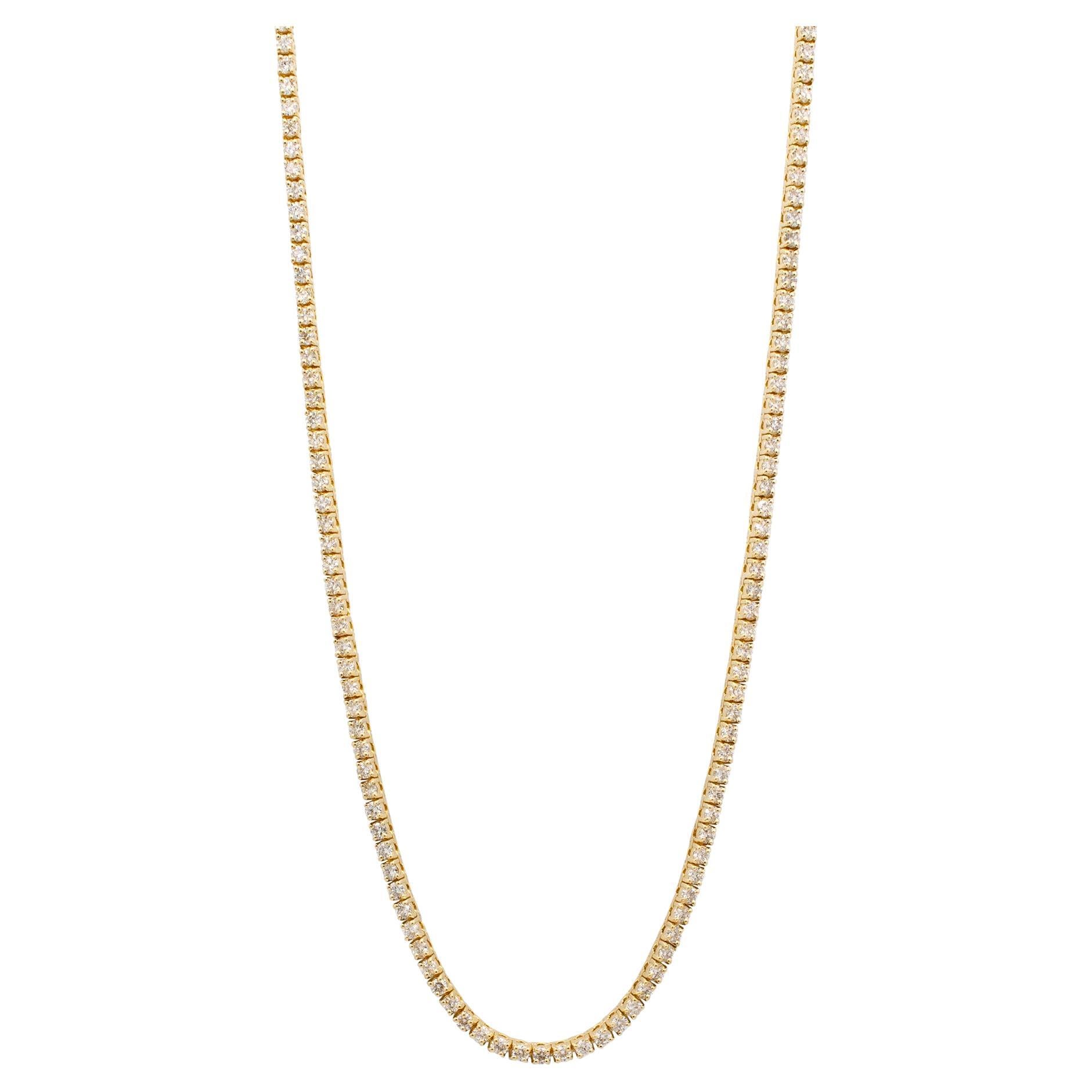 Ladies 10K Yellow Gold Diamond Tennis Chain Necklace
