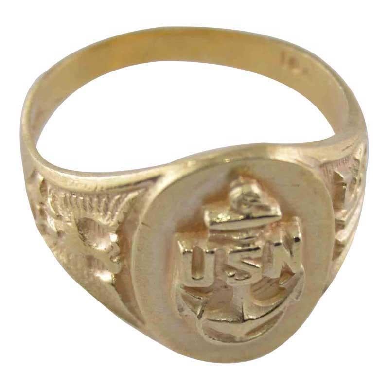 Unisex 10Kt. Gold U.S. Navy Art Deco Ring Hand Constructed, Circa 1940s For Sale 1